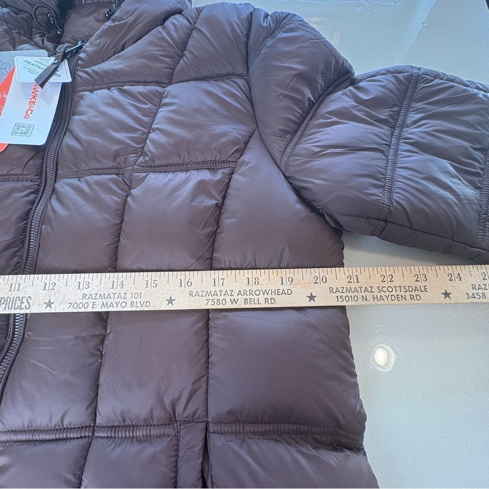 Hawks & Co Women’s Fit Puffer Coat Chocolate Brown Zip Hood Long - Picture 8 of 16
